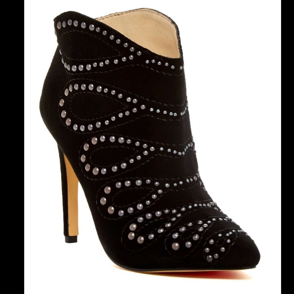 NIB Joe's Jeans Scout Studded Suede Stiletto Heeled Fashion Booties Black - Sz 8